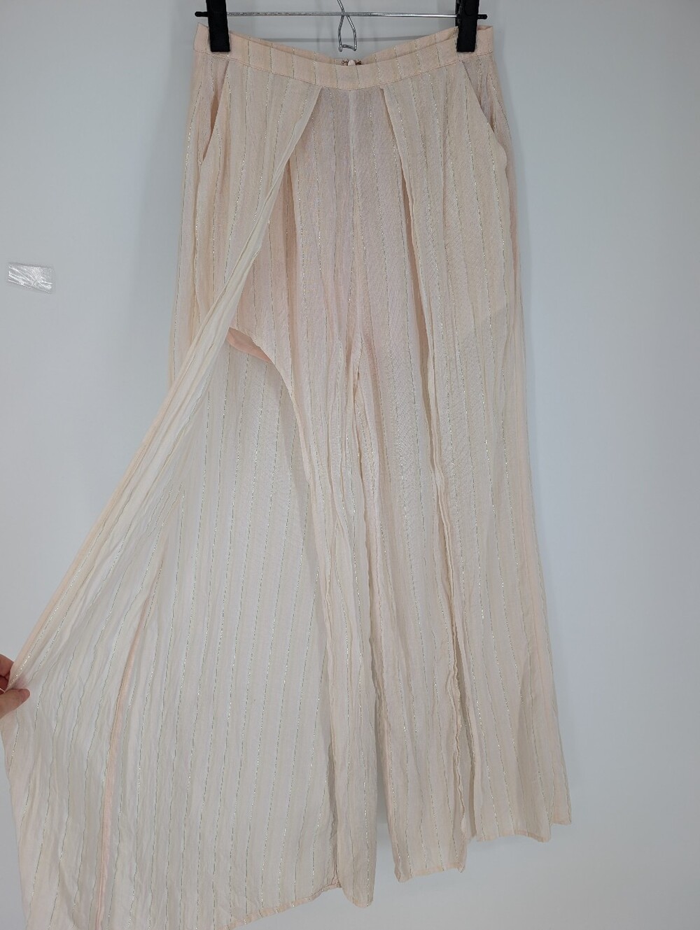 Beach Bunny Ramsey Pants Metallic Stripe Wide Leg Cover Up cotton Swim Small - Picture 3 of 8